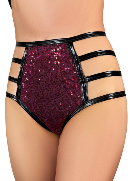 Cleo the Hurricane Bottoms Glitter Riot High Waisted Strappy Pants- Wine * PoleActive EXCLUSIVE*