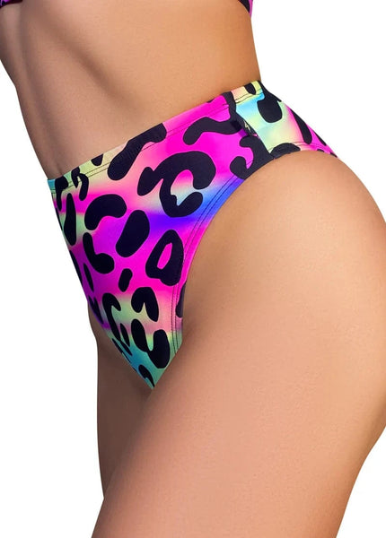 Cleo the Hurricane High Rider Hot Pants - Neon Leopard