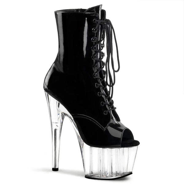 Pleaser Shoes Adore 1021 Black/Clear Pat.