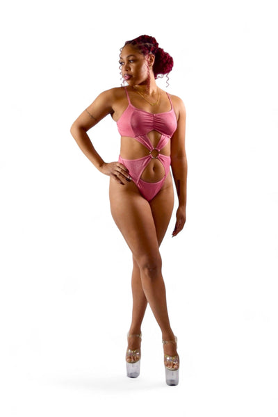 Slink Apparel Pink Body Suit Pink Sparkle Vixen Pole Dance Bodysuit