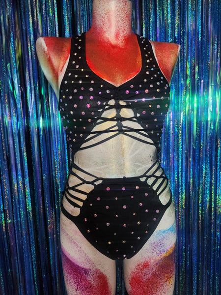 Twisted Movement Rhinestone Burner Bodysuit