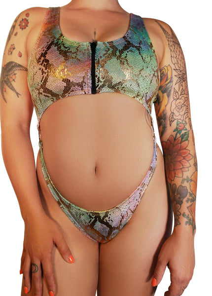 Cleo the Hurricane Bodysuits Sunset Serpent Velvet Monokini